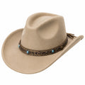 Cowboyhut Einheitsgröße in Beige aus filzähnlichem Textil mit geflochtenem Zierband im Westernstil