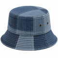 Bucket Hat Einheitsgröße aus Denim in Blau mit Patchwork-Optik