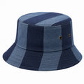 Bucket Hat Einheitsgröße aus Textil in Dunkelblau Hellblau gestreift mit breiter Krempe