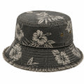 Bucket Hat Einheitsgröße Dunkelgrau Baumwolloptik mit Blumenmuster Fransensaum