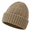 Strickmütze Einheitsgröße Beige mit Umschlag und Rippstrick