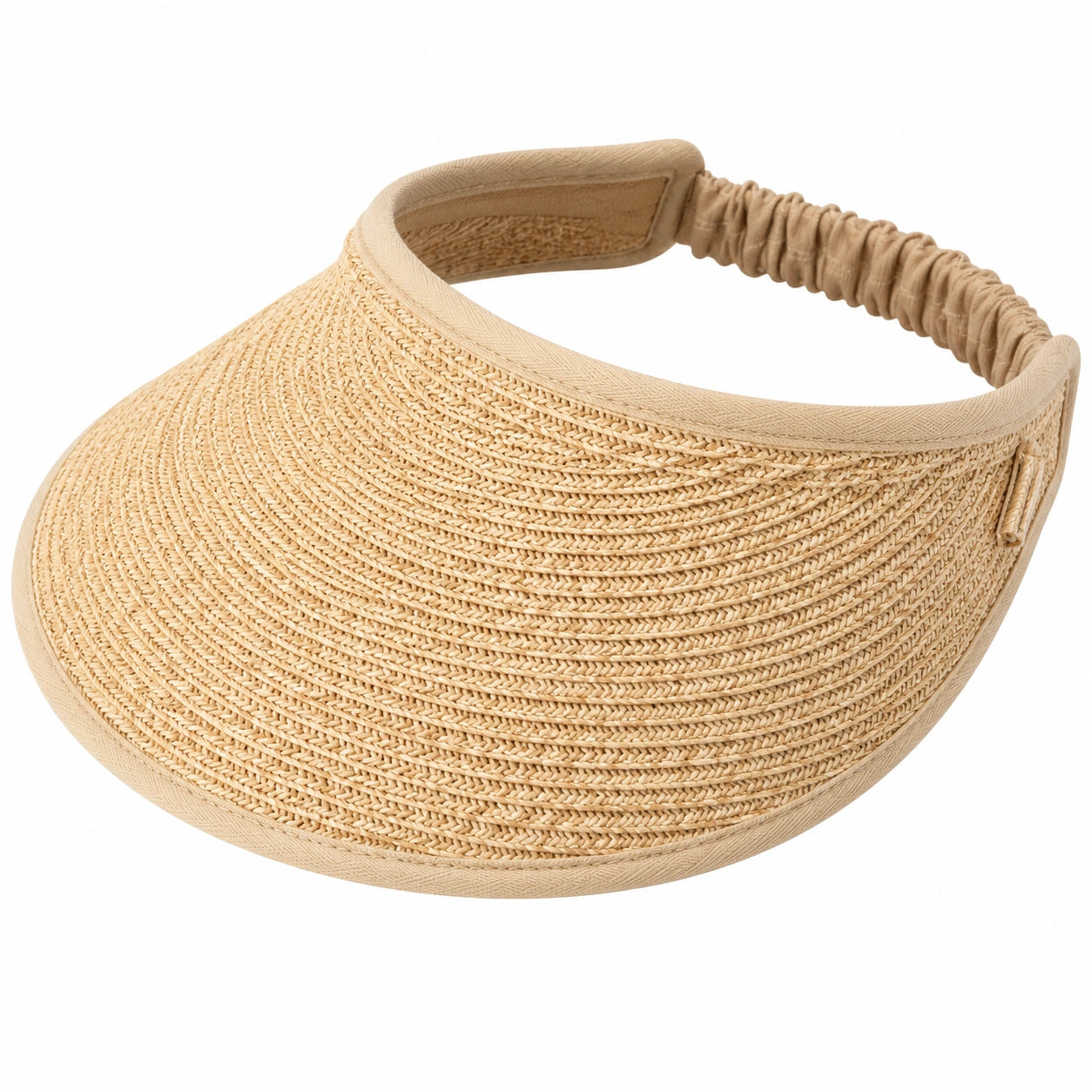 Sonnenvisier Einheitsgröße Beige geflochtene Struktur mit elastischem Band